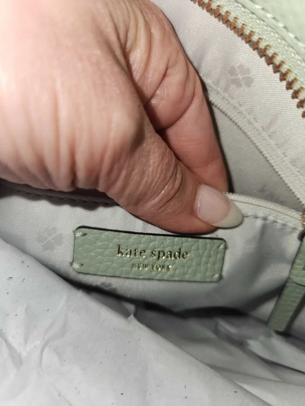 Kate Spade New York Mint Green Leather Tote Bag with Tassel- NWT - Picture 9 of 15